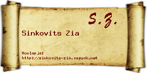 Sinkovits Zia névjegykártya